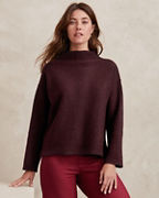EILEEN FISHER Lightweight Boiled Wool Funnel-Neck Boxy Top