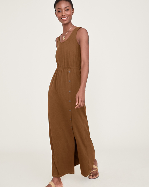 Side-Button Knit Maxi Dress | Garnet Hill