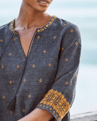 chinese dress ladies Everlane Popover Dress, Linen, Chambray, Size Small