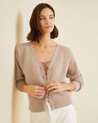 Ribbed Cashmere Cropped Cardigan | Garnet Hill
