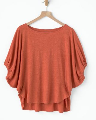 Organic-Linen Puff-Sleeve Knit Tunic | Garnet Hill