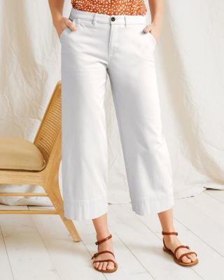 High-Waisted Wide-Leg Cropped Chino Pants