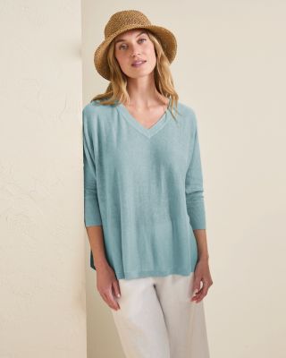 Linen Oversized V-Neck Sweater