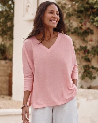 Linen Oversized V-Neck Sweater