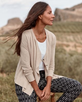 Linen Blend Waterfall Cardigan