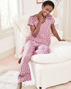 Lace-Inset Short-Sleeve Pajamas
