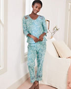 Lace-Inset Knit Pajamas
