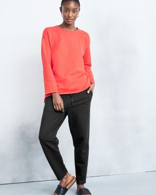 EILEEN FISHER Organic-Cotton Twill-Knit Slouchy Ankle Pants