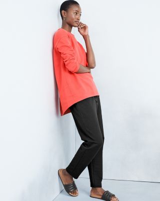EILEEN FISHER Organic-Cotton Twill-Knit Slouchy Ankle Pants