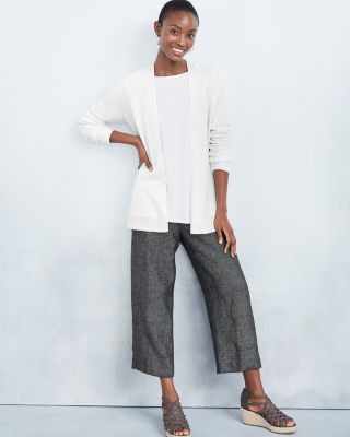 EILEEN FISHER Organic-Linen Tweed Pull-On Pants | Garnet Hill