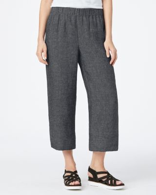 EILEEN FISHER Organic-Linen Tweed Pull-On Pants | Garnet Hill