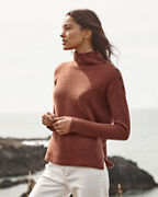 Recycled-Cashmere Button Turtleneck Sweater