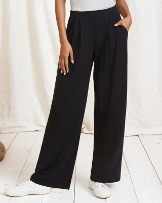 Pieces seam detail wide leg trousers in black