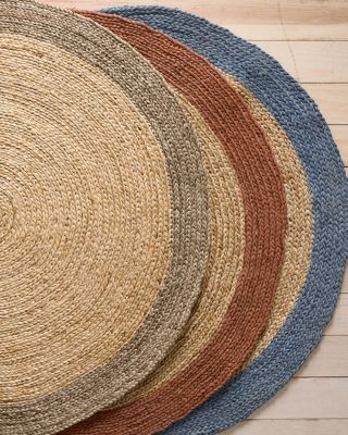 Braided Jute Rug with neutral stripe – The Grey House