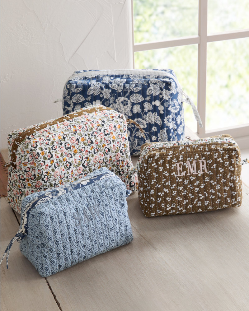 Quilted Cosmetic Bags - Set of 2