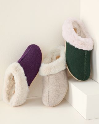 Cozy Lined Wool Mule Slippers