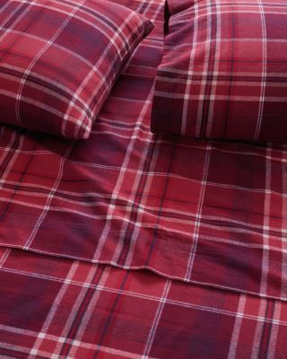 Cozy Ticking Organic-Cotton Flannel Sheets