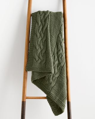 Chunky Cable-Knit Wool Throw | Garnet Hill