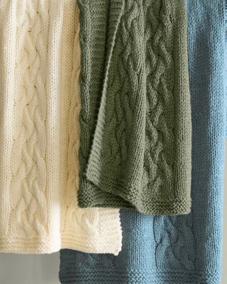 Chunky Cable-Knit Wool Throw Garnet Hill