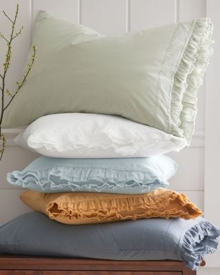 Astor Ruffle Washed-Percale Sheets | Garnet Hill
