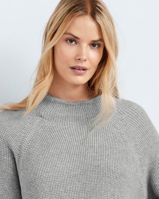 EILEEN FISHER Peruvian Organic-Cotton Funnel-Neck Boxy Top