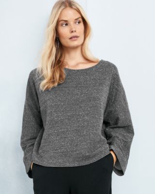 EILEEN FISHER Double-Layer Organic-Cotton Ballet-Neck Bracelet-Sleeve ...