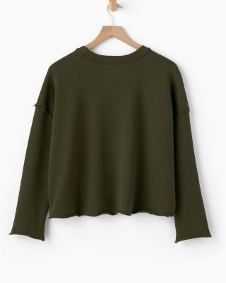 EILEEN FISHER Organic-Cotton French Terry Crewneck Boxy Top