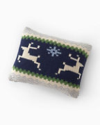 Green Reindeer Knit Pillow Cover