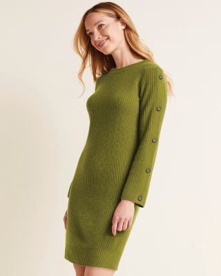green emerald velvet dress Toad & Co Alpineglo Sweater Dress in Green