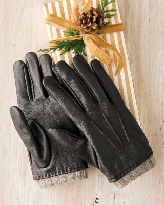 Men's italian cashmere 2024 lined leather gloves