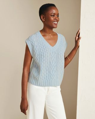Cabled Cashmere Sweater Vest | Garnet Hill