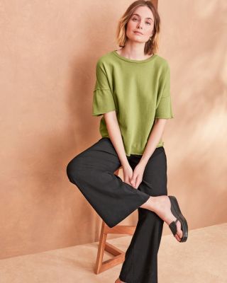 EILEEN FISHER Organic-Cotton Jersey Wide-Leg Pants | Garnet Hill