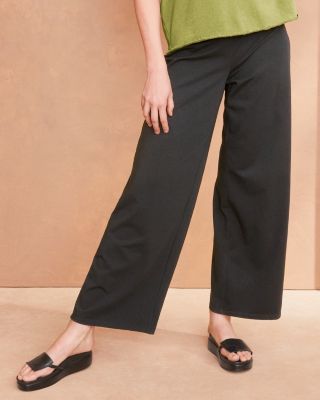 Black Stretch Jersey Wide Leg Trousers