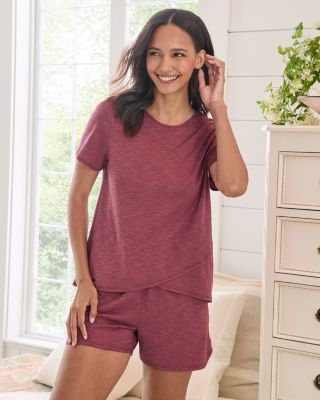 Oasis Knit Surplice Pajama Shorts Garnet Hill