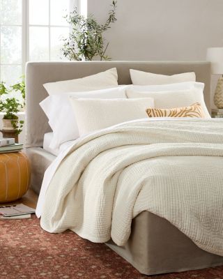 Stitched Organic Cotton Sateen Ivory Full/Queen Quilt + Reviews