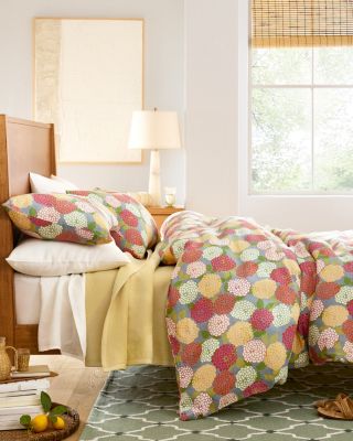 Zinnia Floral Relaxed-Linen Sheets | Garnet Hill