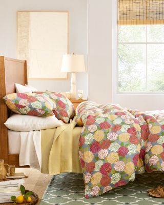 Zinnia Floral Relaxed-Linen Duvet Cover | Garnet Hill