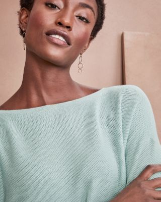 EILEEN FISHER Organic-Cotton & TENCEL Ballet-Neck Sweater | Garnet Hill