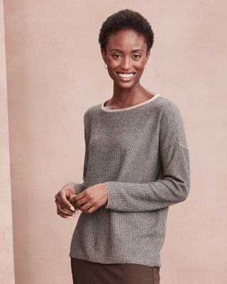 EILEEN FISHER Organic Cotton TENCEL Ballet Neck Sweater