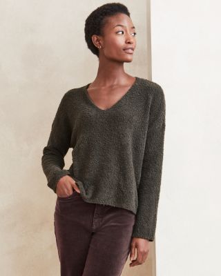 EILEEN FISHER Organic Cotton Boucle V Neck Sweater Garnet Hill