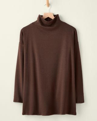 EILEEN FISHER TENCEL™ & Organic-Cotton Fleece Funnel-Neck Tunic
