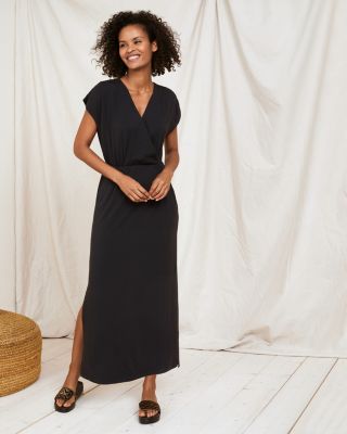 garnet hill tie waist knit maxi dress Shelby Shoulder knit