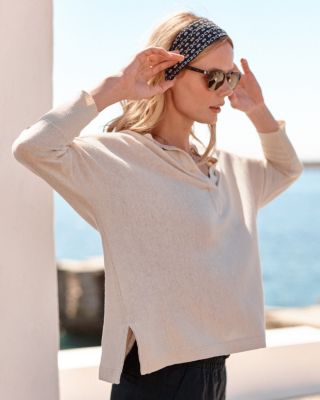 Arden Oversized Linen Polo Sweater | Garnet Hill