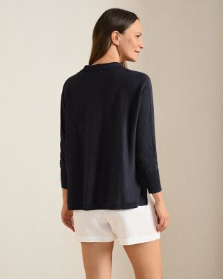 Arden Oversized Linen Polo Sweater | Garnet Hill