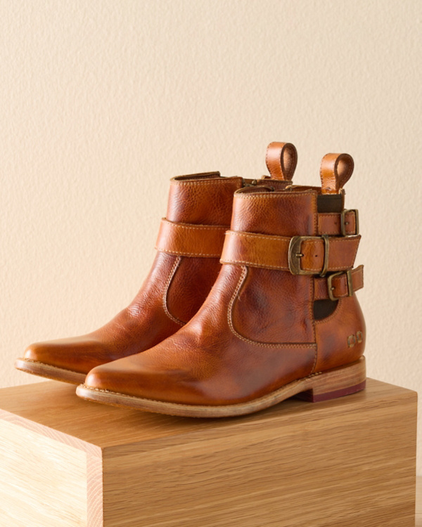 Tamara Booties by Bedstu come in a warm brown Italian leather.  Shop women's shoes and boots.