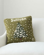 Green Personalized Hooked Wool Pillow