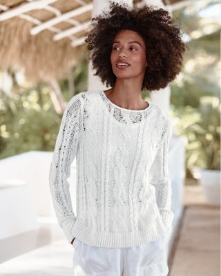 Linen & Organic-Cotton Cabled Pullover