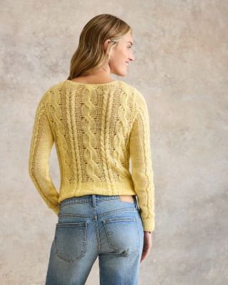 Linen & Organic-Cotton Cabled Pullover | Garnet Hill