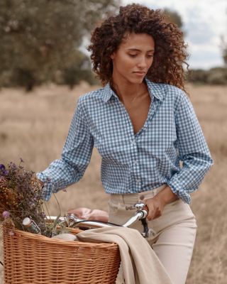 Grey and white polka best sale dot blouse