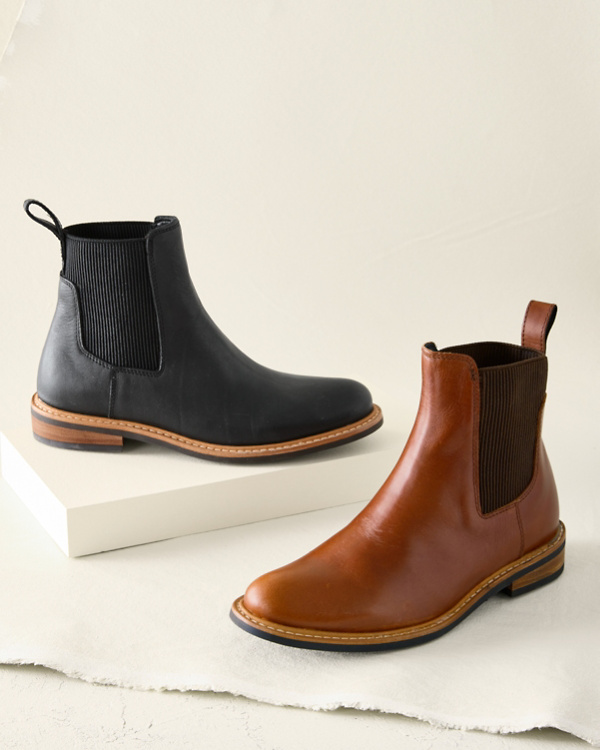 These Chelsea boots by Nisolo come in brown or black leather.  Shop women's shoes and boots